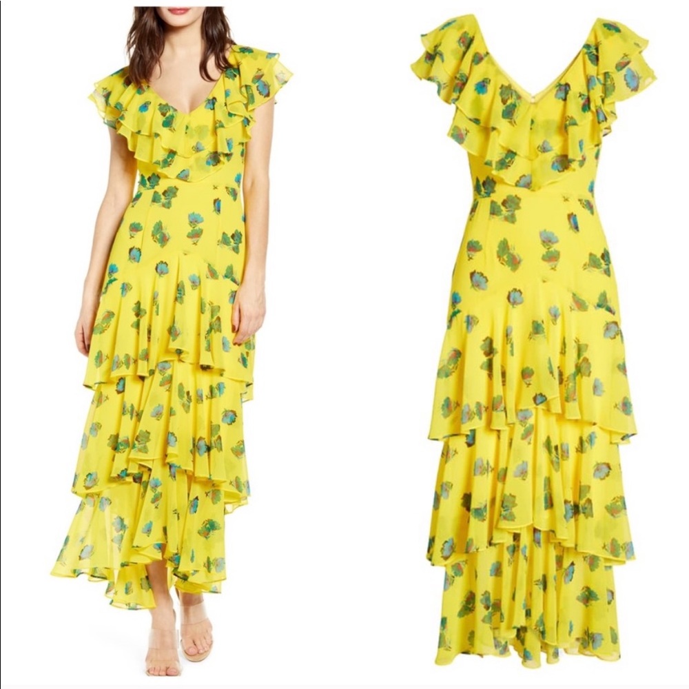 NWT WAYF Chelsea Tiered Ruffle Maxi Dress